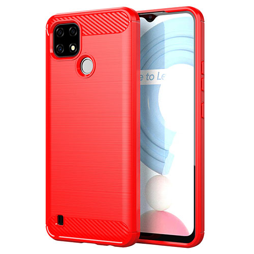 Silicone Candy Rubber TPU Line Soft Case Cover for Realme C21 Red