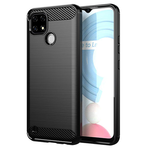 Silicone Candy Rubber TPU Line Soft Case Cover for Realme C21Y Black