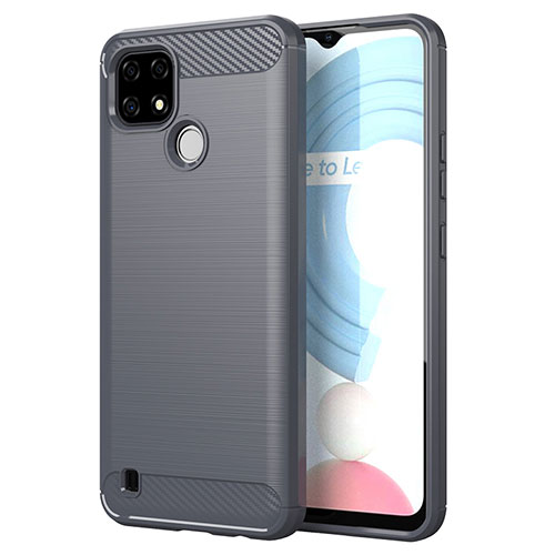 Silicone Candy Rubber TPU Line Soft Case Cover for Realme C25Y India Gray