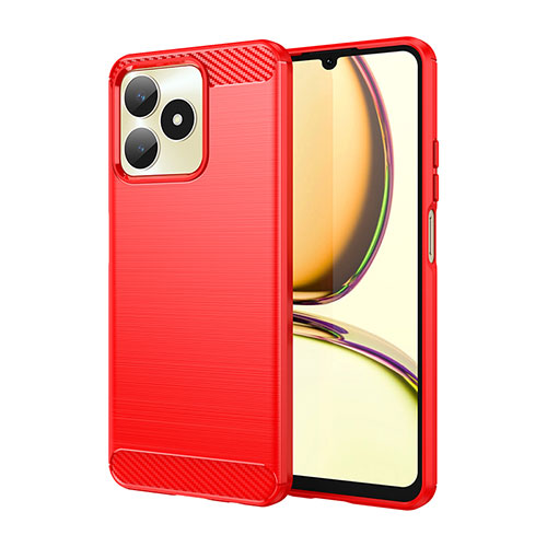 Silicone Candy Rubber TPU Line Soft Case Cover for Realme C51 Red