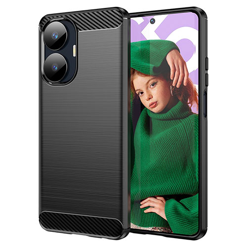 Silicone Candy Rubber TPU Line Soft Case Cover for Realme C55 Black