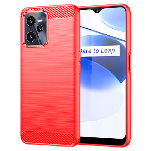 Silicone Candy Rubber TPU Line Soft Case Cover for Realme Narzo 50A Prime Red