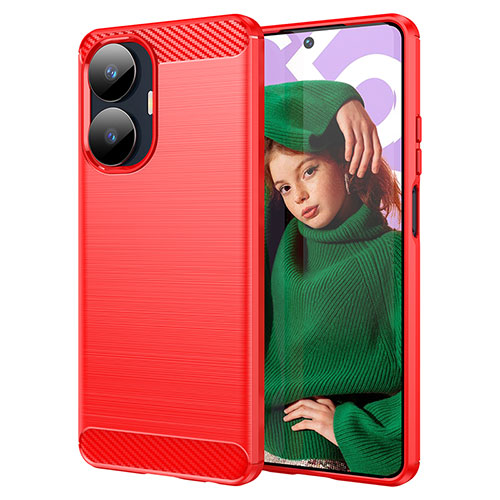 Silicone Candy Rubber TPU Line Soft Case Cover for Realme Narzo N55 Red