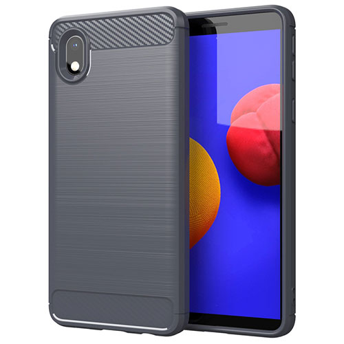 Silicone Candy Rubber TPU Line Soft Case Cover for Samsung Galaxy A01 Core Gray