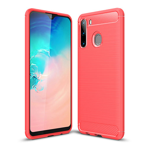 Silicone Candy Rubber TPU Line Soft Case Cover for Samsung Galaxy A21 European Red