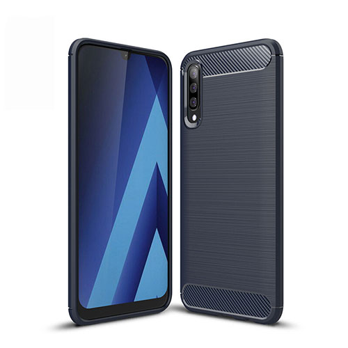 Silicone Candy Rubber TPU Line Soft Case Cover for Samsung Galaxy A50S Blue