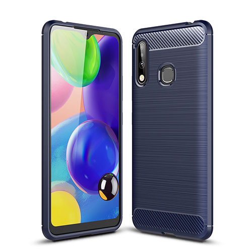 Silicone Candy Rubber TPU Line Soft Case Cover for Samsung Galaxy A70E Blue