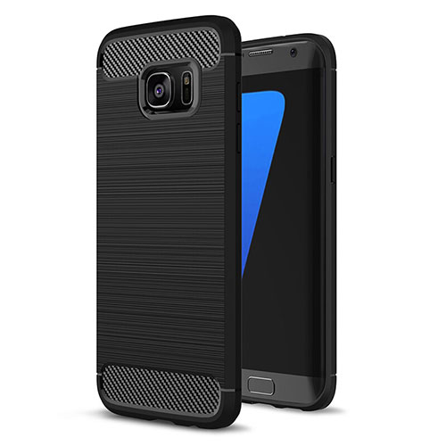 Silicone Candy Rubber TPU Line Soft Case Cover for Samsung Galaxy S7 Edge G935F Black