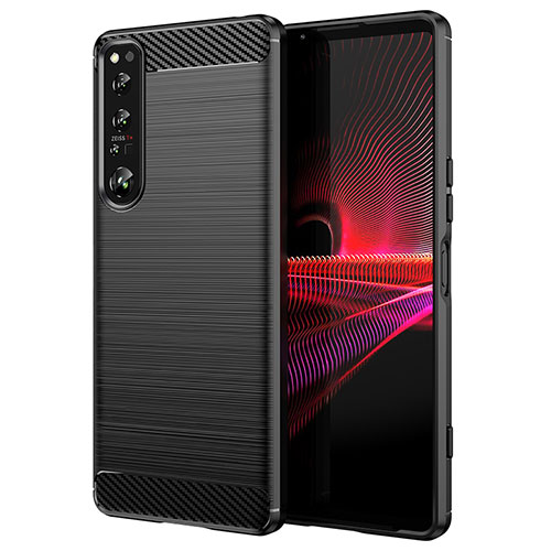 Silicone Candy Rubber TPU Line Soft Case Cover for Sony Xperia 1 IV Black