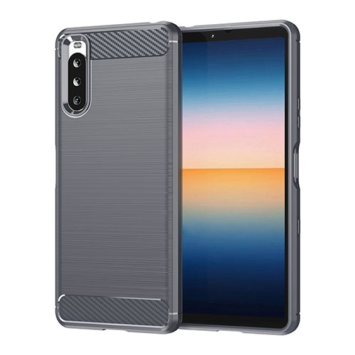 Silicone Candy Rubber TPU Line Soft Case Cover for Sony Xperia 10 III Lite Gray