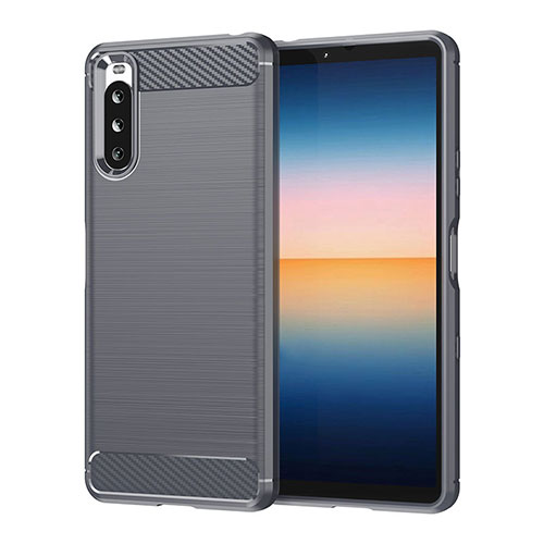 Silicone Candy Rubber TPU Line Soft Case Cover for Sony Xperia 10 III SO-52B Gray