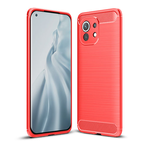 Silicone Candy Rubber TPU Line Soft Case Cover for Xiaomi Mi 11 Lite 4G Red