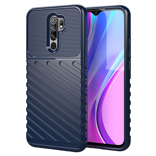 Silicone Candy Rubber TPU Line Soft Case Cover for Xiaomi Redmi 9 Blue