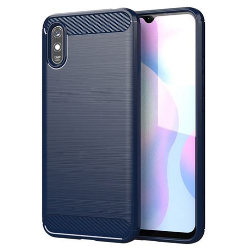 Silicone Candy Rubber TPU Line Soft Case Cover for Xiaomi Redmi 9i Blue