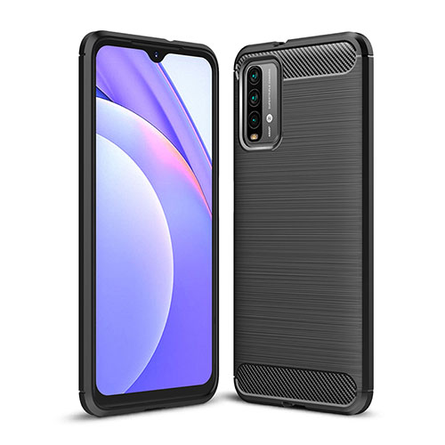 Silicone Candy Rubber TPU Line Soft Case Cover for Xiaomi Redmi Note 9 4G Black