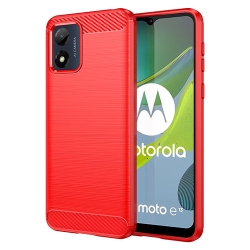 Silicone Candy Rubber TPU Line Soft Case Cover MF1 for Motorola Moto E13 Red