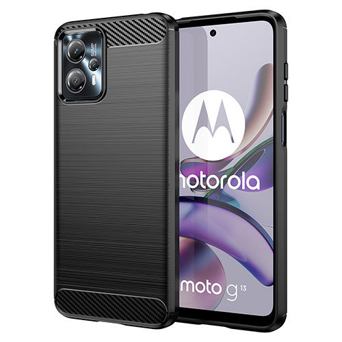 Silicone Candy Rubber TPU Line Soft Case Cover MF1 for Motorola Moto G13 Black