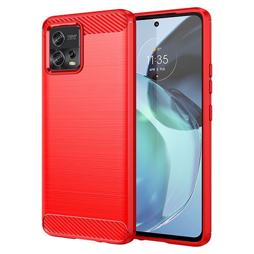 Silicone Candy Rubber TPU Line Soft Case Cover MF1 for Motorola Moto G72 Red