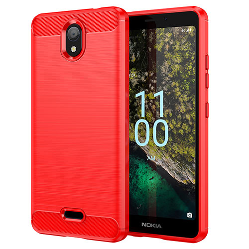 Silicone Candy Rubber TPU Line Soft Case Cover MF1 for Nokia C100 Red