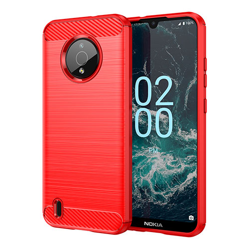 Silicone Candy Rubber TPU Line Soft Case Cover MF1 for Nokia C200 Red