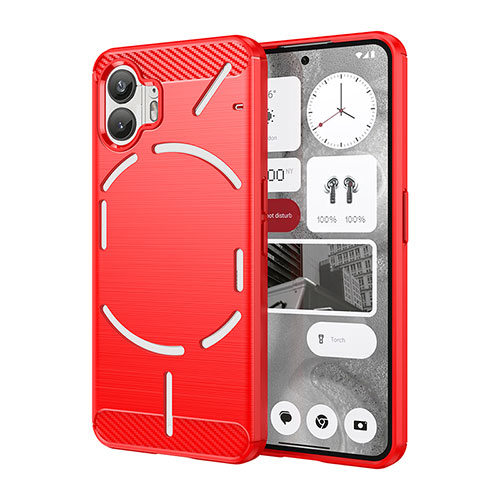 Silicone Candy Rubber TPU Line Soft Case Cover MF1 for Nothing Phone 2 Red