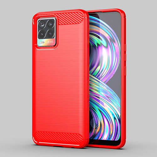 Silicone Candy Rubber TPU Line Soft Case Cover MF1 for Realme 8 4G Red