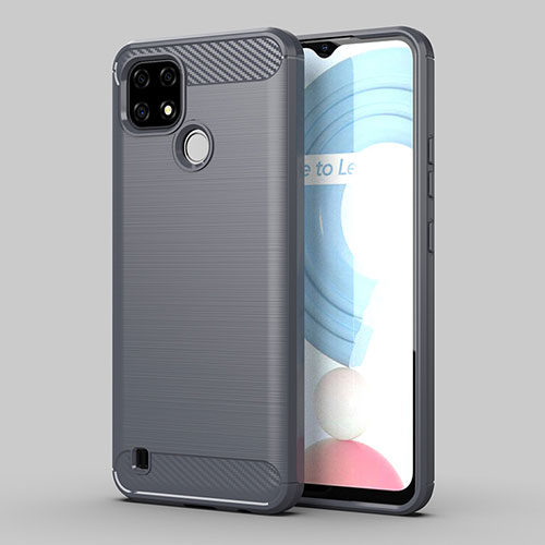 Silicone Candy Rubber TPU Line Soft Case Cover MF1 for Realme C25Y Gray