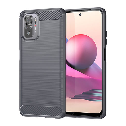 Silicone Candy Rubber TPU Line Soft Case Cover MF1 for Xiaomi Redmi Note 10S 4G Gray