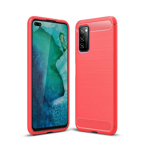 Silicone Candy Rubber TPU Line Soft Case Cover S01 for Huawei Honor View 30 5G Red