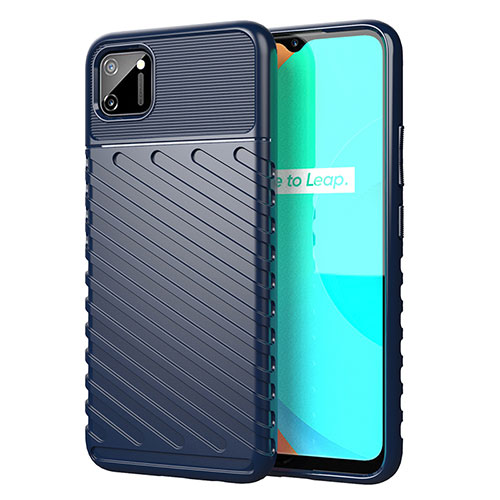 Silicone Candy Rubber TPU Line Soft Case Cover S01 for Realme C11 Blue