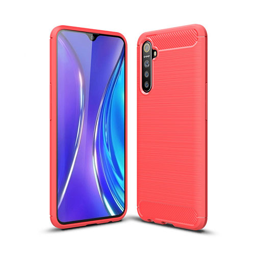 Silicone Candy Rubber TPU Line Soft Case Cover S01 for Realme X2 Red