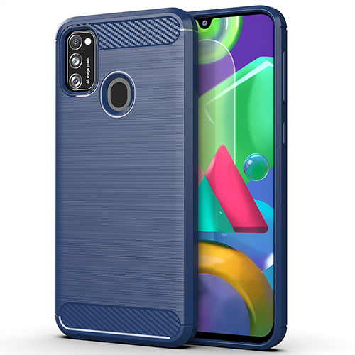 Silicone Candy Rubber TPU Line Soft Case Cover S01 for Samsung Galaxy M21 Blue