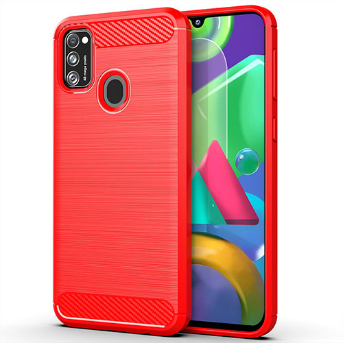 Silicone Candy Rubber TPU Line Soft Case Cover S01 for Samsung Galaxy M21 Red