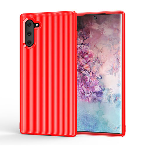 Silicone Candy Rubber TPU Line Soft Case Cover S01 for Samsung Galaxy Note 10 Red