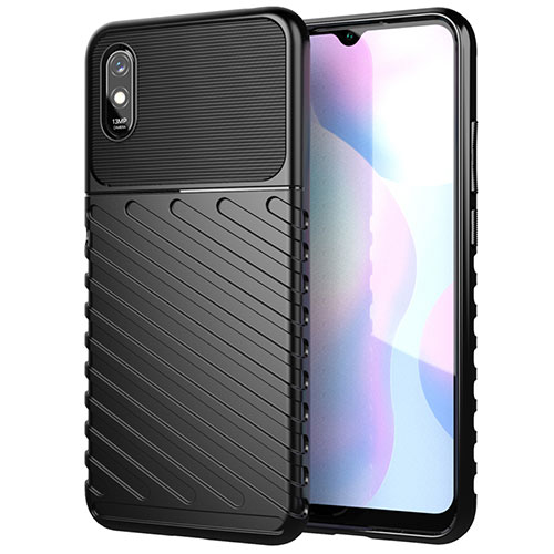 Silicone Candy Rubber TPU Line Soft Case Cover S01 for Xiaomi Redmi 9A Black