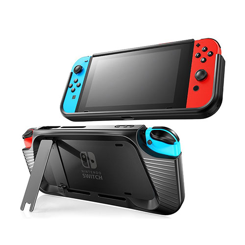 Silicone Candy Rubber TPU Line Soft Case Cover S02 for Nintendo Switch Black