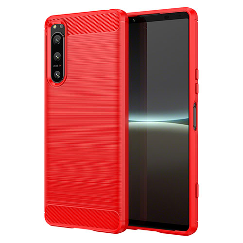 Silicone Candy Rubber TPU Line Soft Case Cover S02 for Sony Xperia 5 IV Red