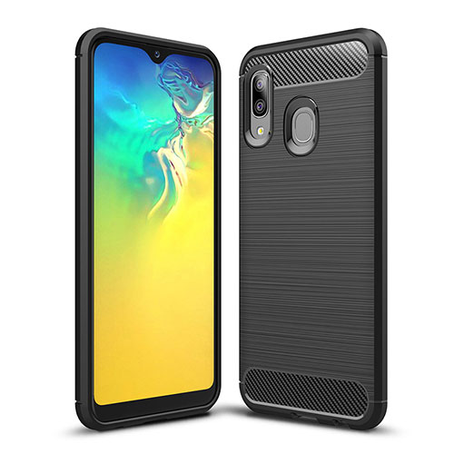 Silicone Candy Rubber TPU Line Soft Case Cover WL1 for Samsung Galaxy A20e Black