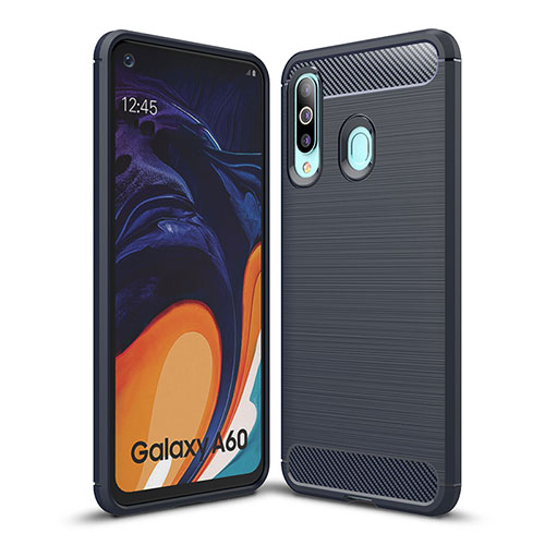 Silicone Candy Rubber TPU Line Soft Case Cover WL1 for Samsung Galaxy A60 Blue