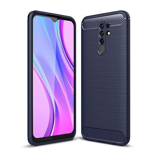 Silicone Candy Rubber TPU Line Soft Case Cover WL1 for Xiaomi Redmi 9 Prime India Blue