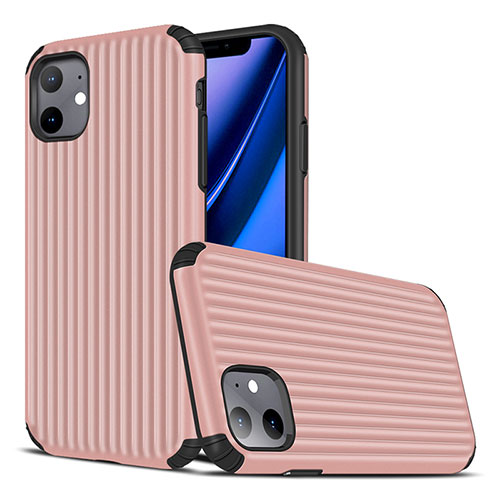 Silicone Candy Rubber TPU Line Soft Case Cover Z01 for Apple iPhone 11 Rose Gold