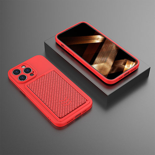 Silicone Candy Rubber TPU Soft Case Cover KC1 for Apple iPhone 15 Pro Red