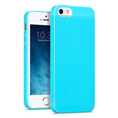 Silicone Candy Rubber TPU Soft Case for Apple iPhone 5S Sky Blue