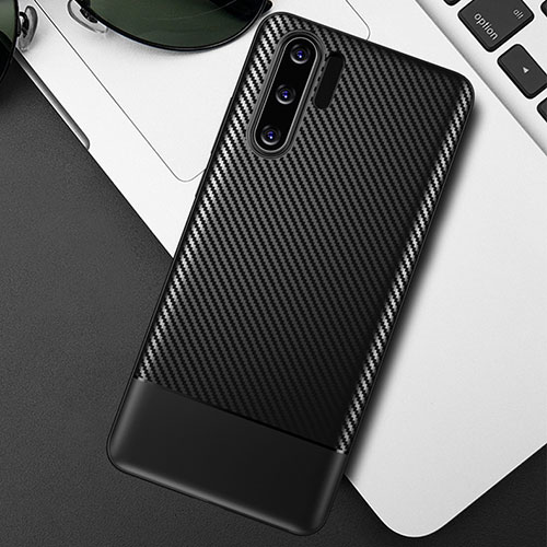 Silicone Candy Rubber TPU Twill Soft Case B03 for Huawei P30 Pro New Edition Black