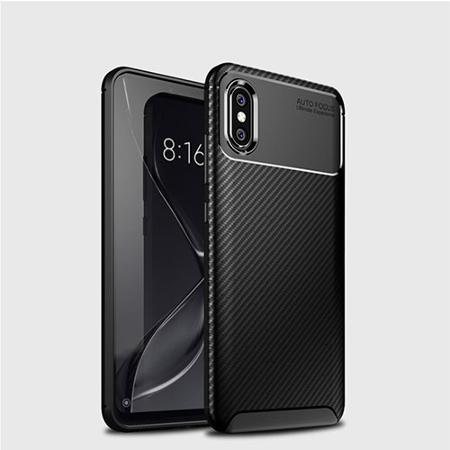 Silicone Candy Rubber TPU Twill Soft Case Cover A01 for Xiaomi Mi 8 Black