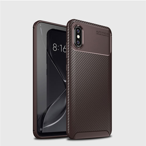 Silicone Candy Rubber TPU Twill Soft Case Cover A01 for Xiaomi Mi 8 Brown