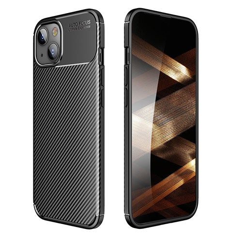 Silicone Candy Rubber TPU Twill Soft Case Cover for Apple iPhone 15 Black