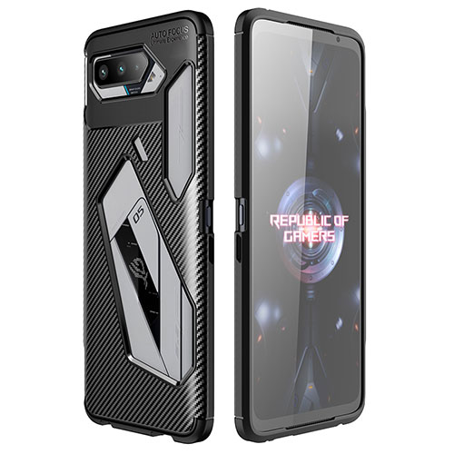 Silicone Candy Rubber TPU Twill Soft Case Cover for Asus ROG Phone 5 Pro Black