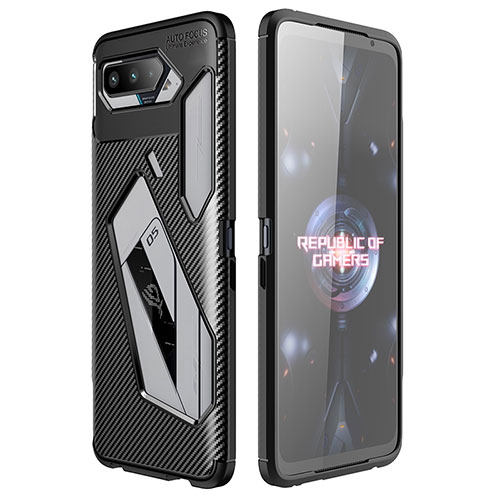 Silicone Candy Rubber TPU Twill Soft Case Cover for Asus ROG Phone 5s Black