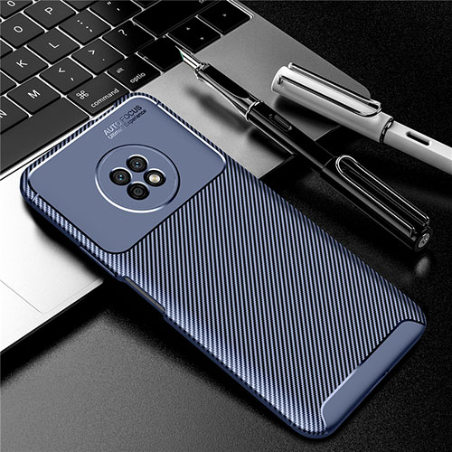 Silicone Candy Rubber TPU Twill Soft Case Cover for Huawei Enjoy 20 Plus 5G Blue